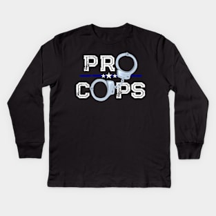 Pro Cops Blue Line Handcuffs Police Kids Long Sleeve T-Shirt